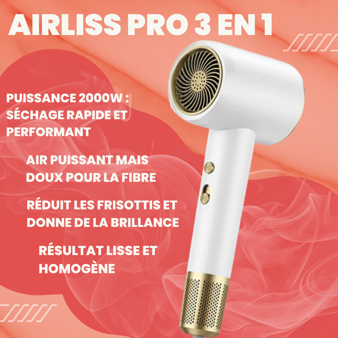 AIR LISS PRO 3 EN 1 — Sèche-Cheveux Haute Vitesse 2000W